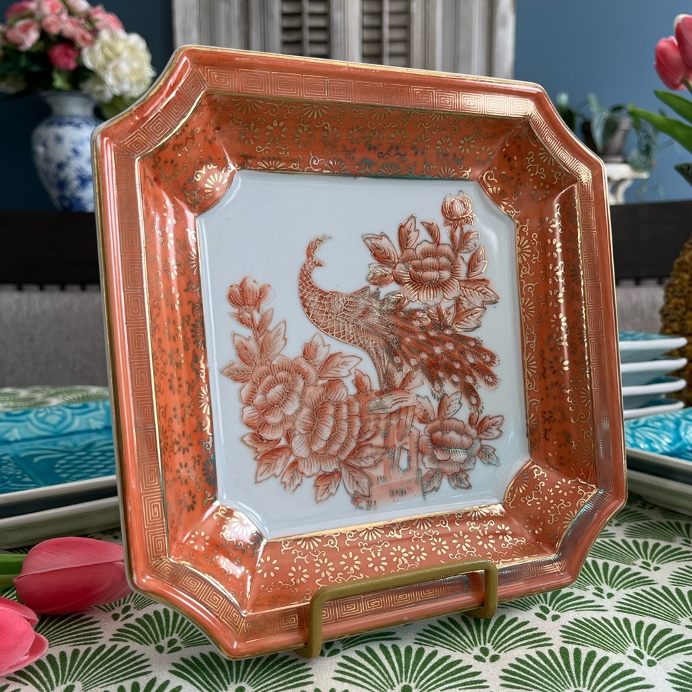 Hand painted Andrea by Sadek Peacock Plate